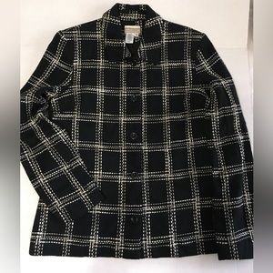 Coldwater Creek Lined Jacket Sz 8 Black White Office Attire